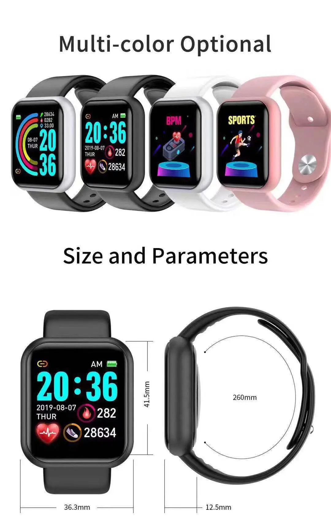 Watch Smart Y68 - D20 Pro Smartwatch Herren Y68 Smartwatch,