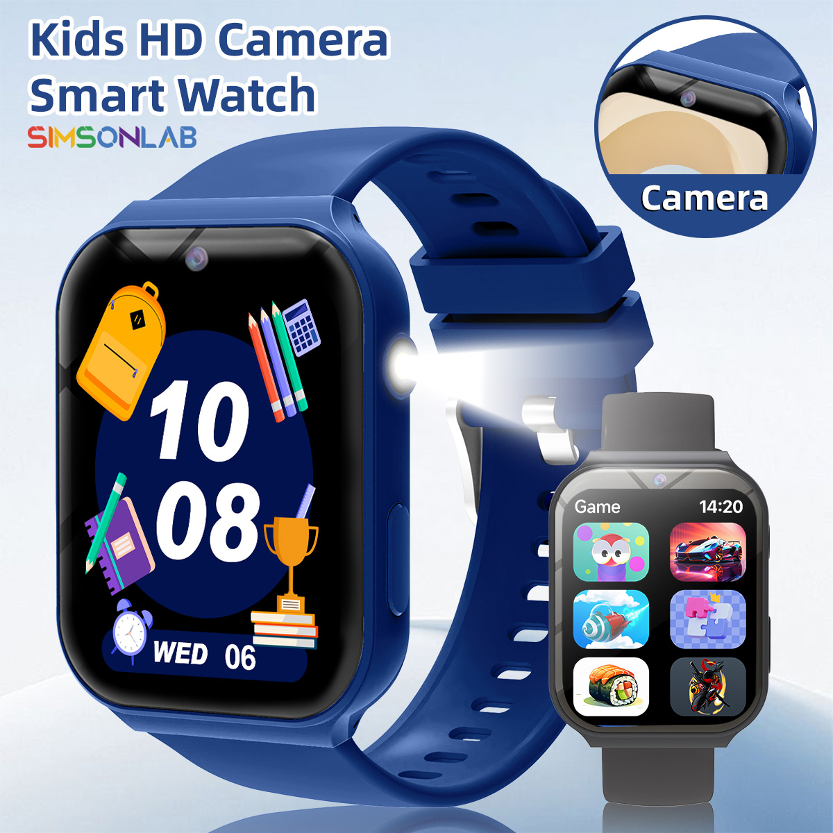 Smartwatch Watches Birthday Gift For Boys - Lernpartner für Kinder HD-Kamera Taschenlampe Multi-Spiele