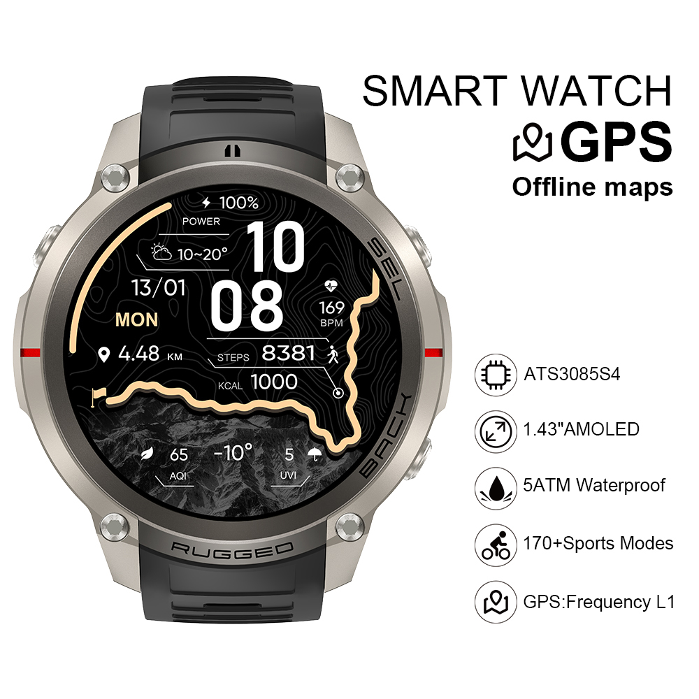 Watch Smartwatch - 2026 DM59 Smartwatch mit Offline-Karte, eingebautem