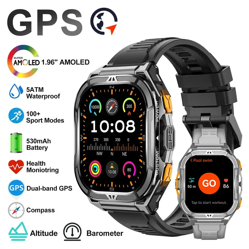 Smartwatch Digital Watches For Men - Luxuriöse AMOLED Smartwatch mit Echtem GPS,