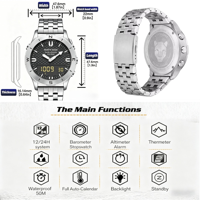 NORTH EDGE Herren Outdoor Digi – Smartwatch Digital Watches For Men Bewertung und Preis